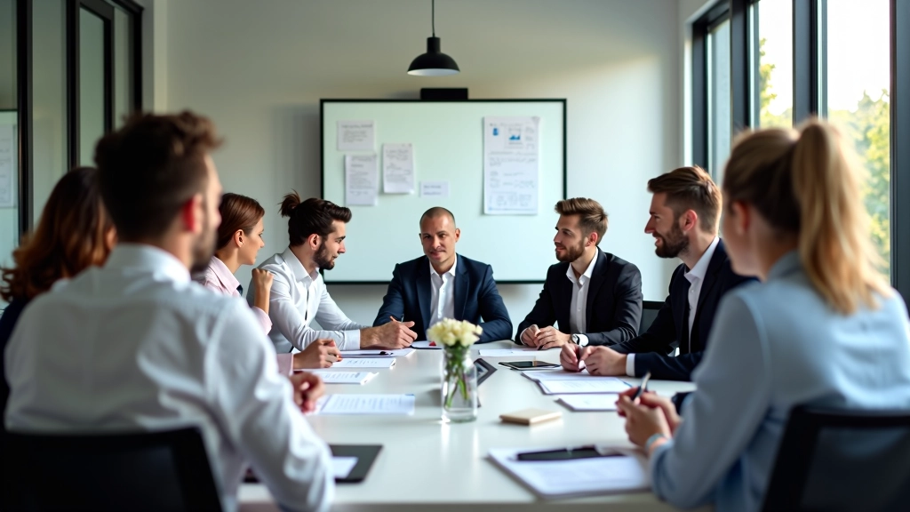 Bedrijfsteam in vergaderruimte bij brainstormsessie